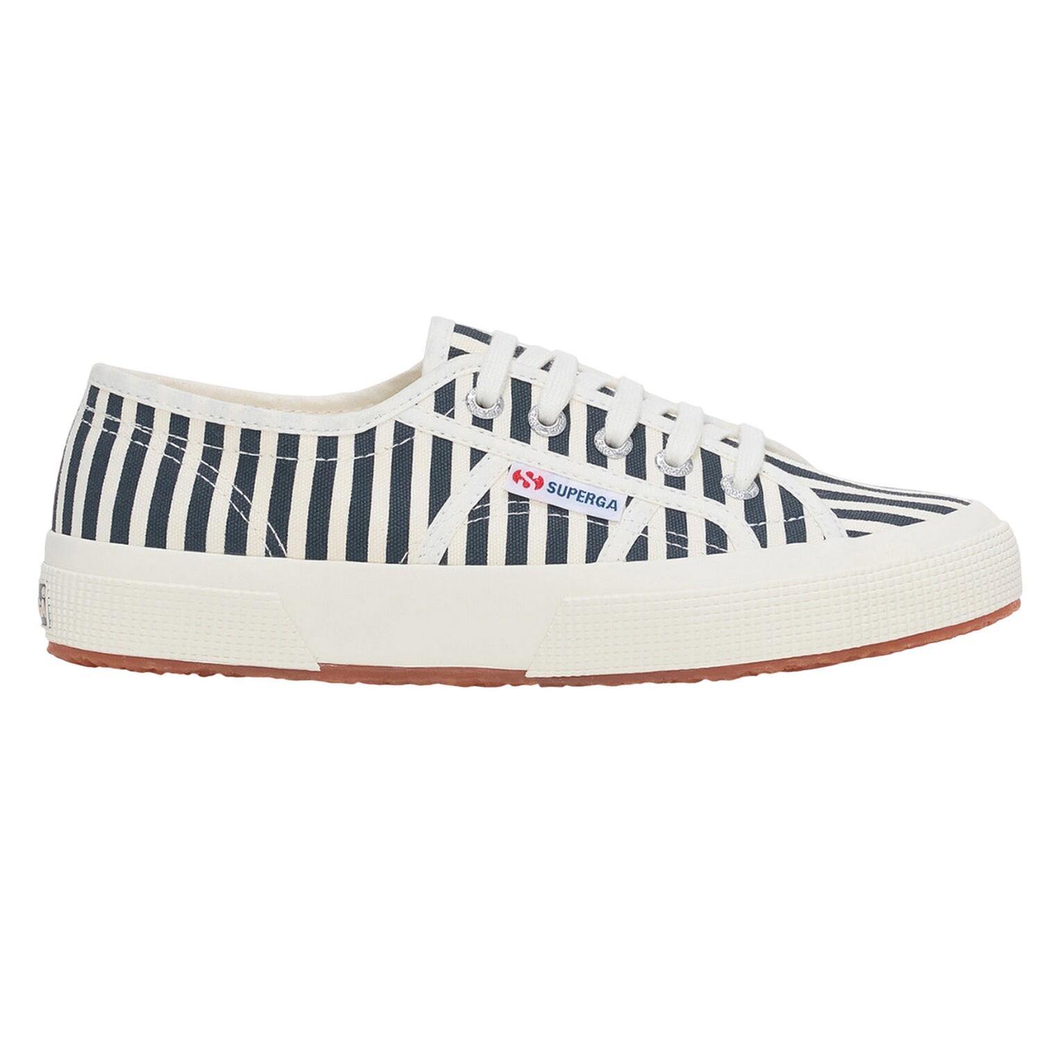 Womens/Ladies 2750 Striped Trainers (Off White/Navy) 3/4