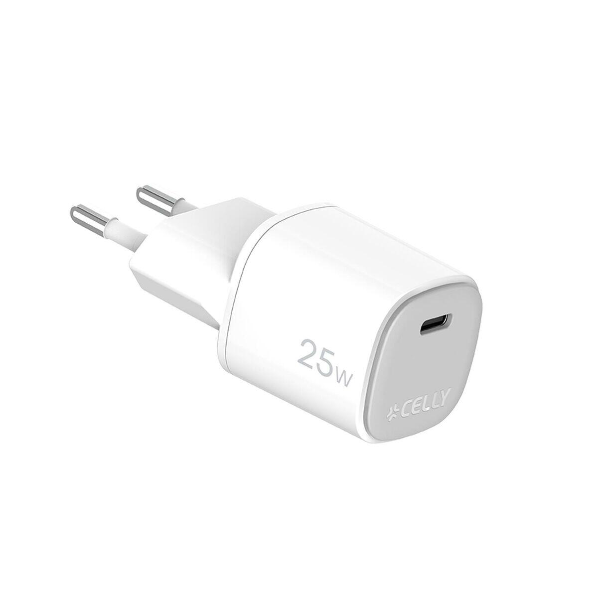 Caricabatterie da Parete Celly UPTC1USBC25WWH Spina EU 1/1