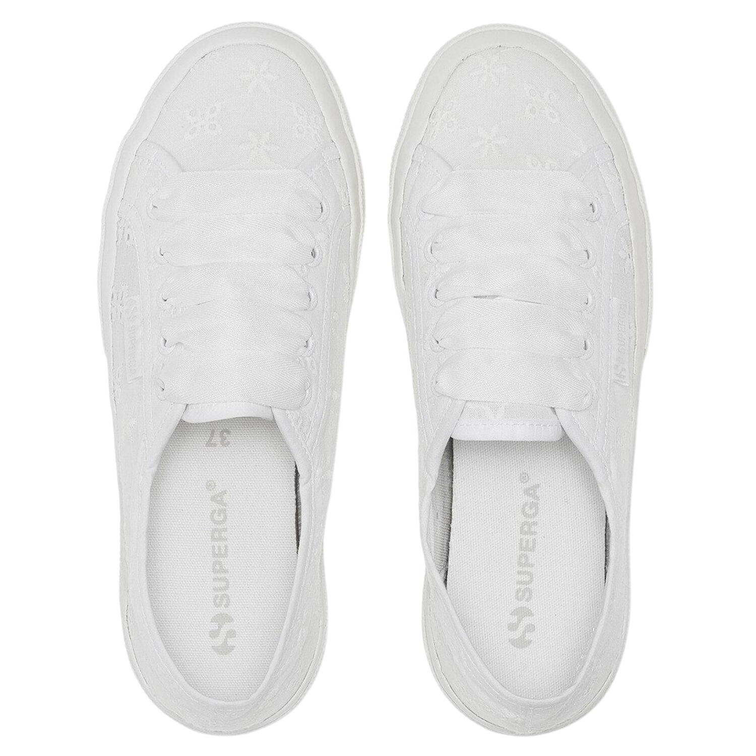 Womens/Ladies 2750 Sangallo Flower Trainers (Total White) 3/4