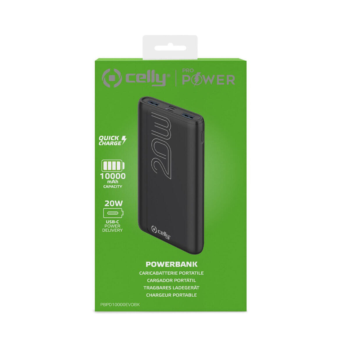 Powerbank Celly PBPD10000EVOBK Noir 3/4