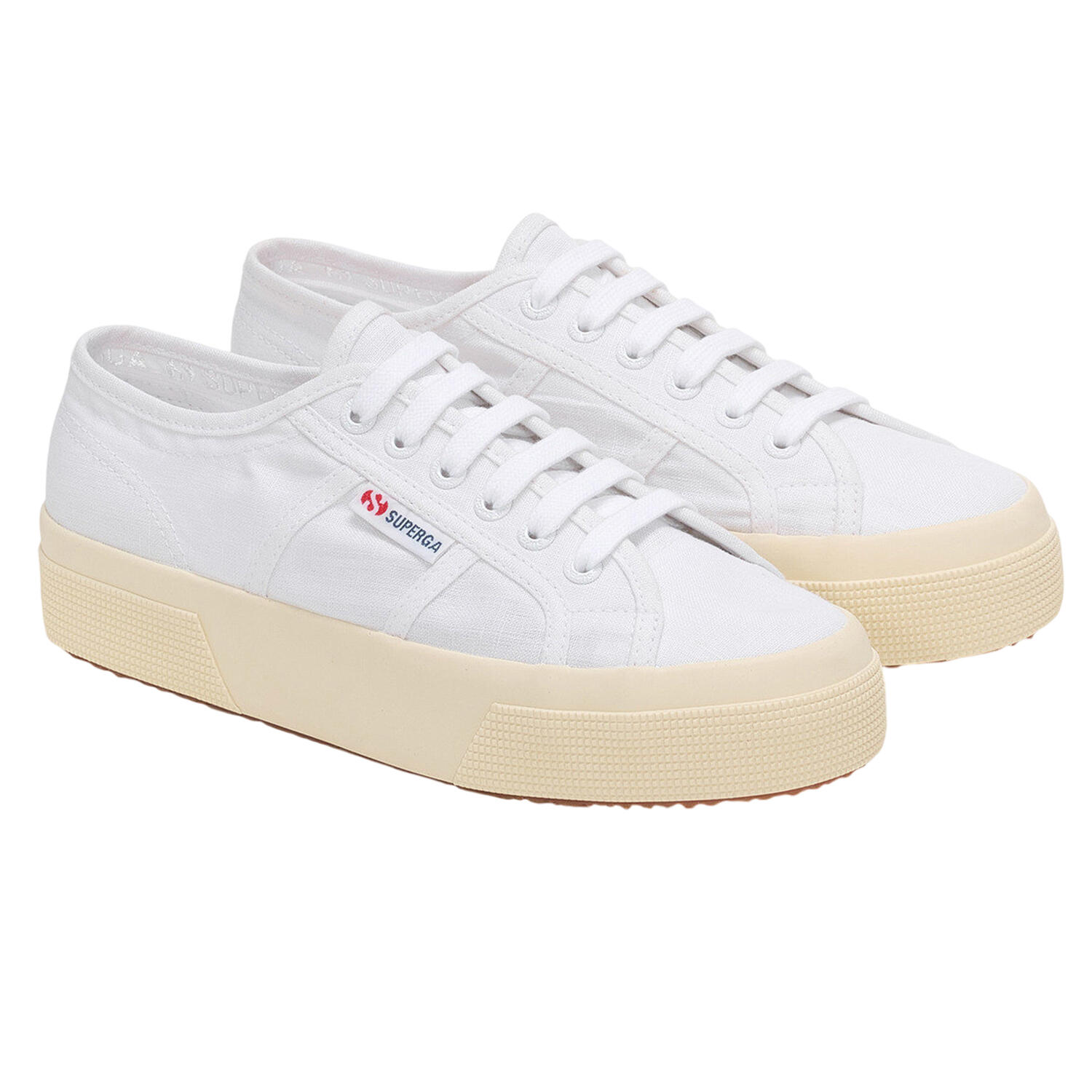 Unisex Adult 2740 Linen Platform Trainers (White/Off White) 1/4