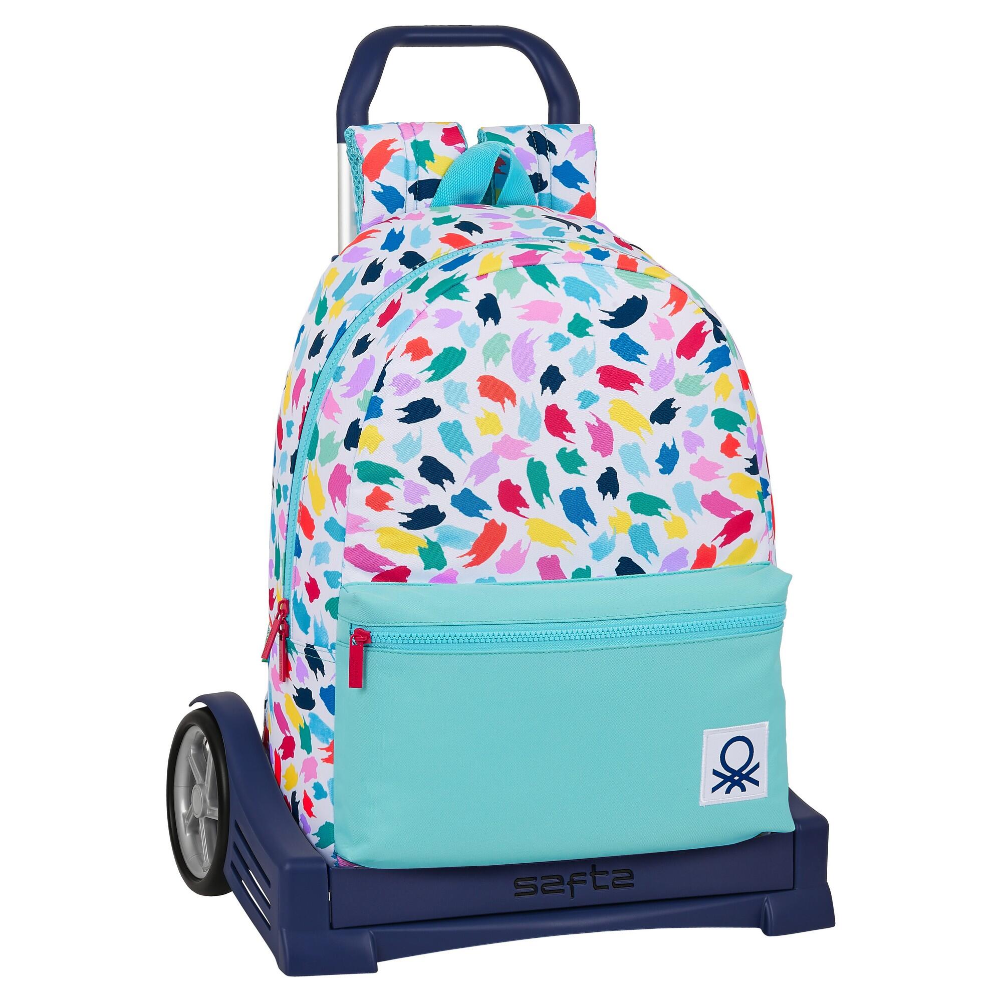 BENETTON Mochila Escolar con Ruedas Benetton Brochitas Poliéster 300D