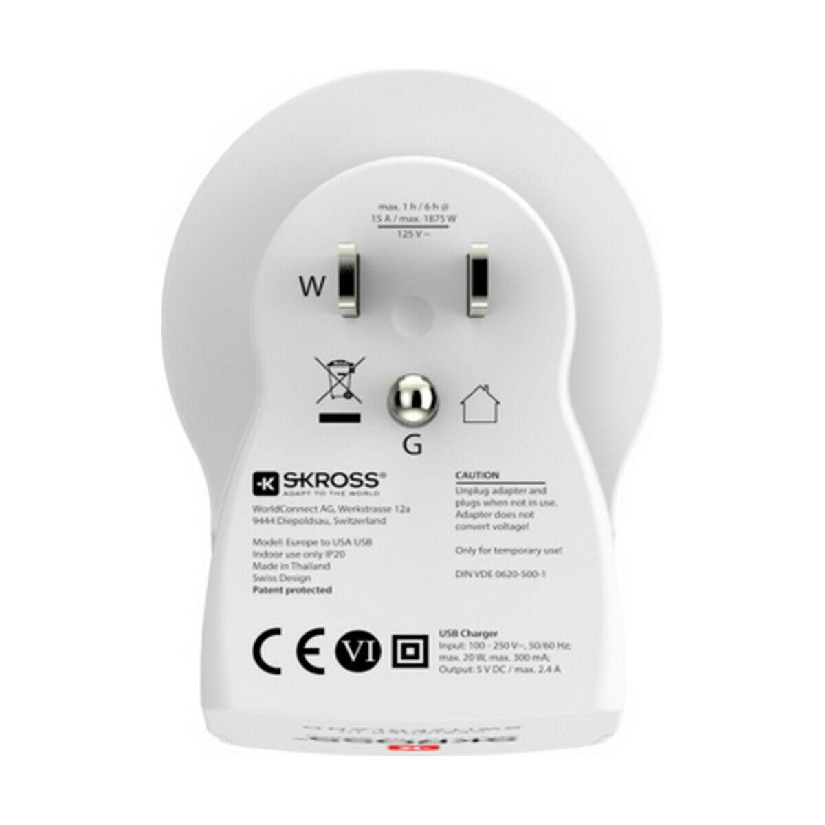Adaptateur de courant Skross 1500281 États-Unis 4/5