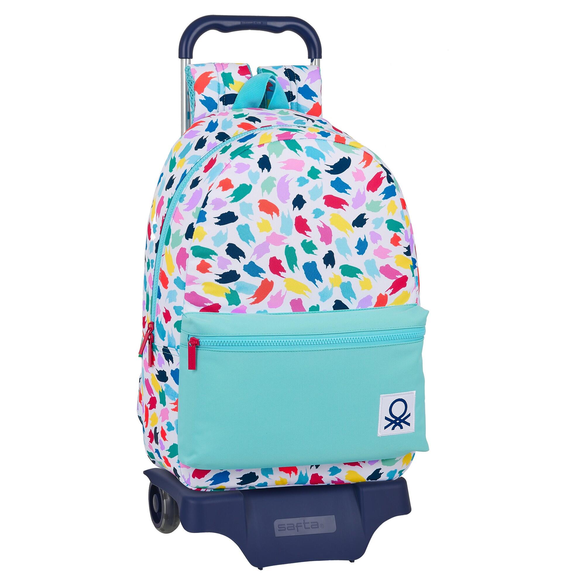 BENETTON Mochila Escolar con Ruedas Benetton Brochitas Poliéster 300D