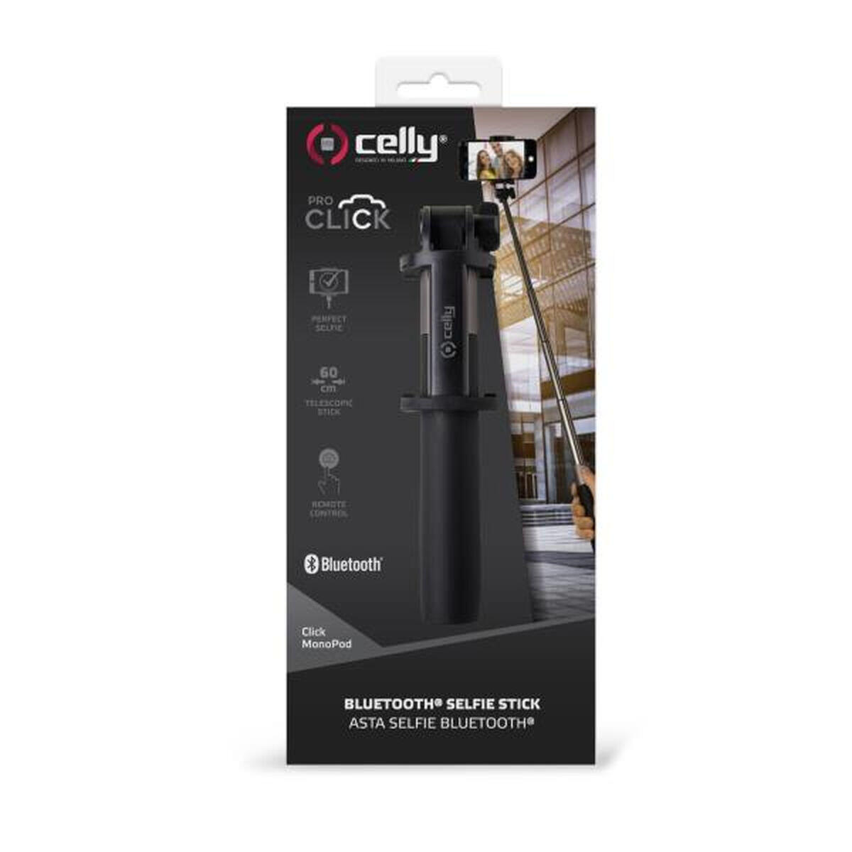 Selfie Stick Estensible Bluetooth Celly CLICKMONOPODBK Nero 2/3