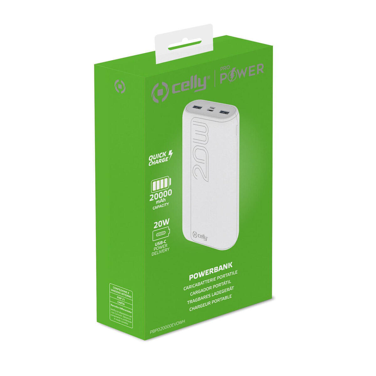 Powerbank Celly PBPD20000EVOWH Weiß 3/5