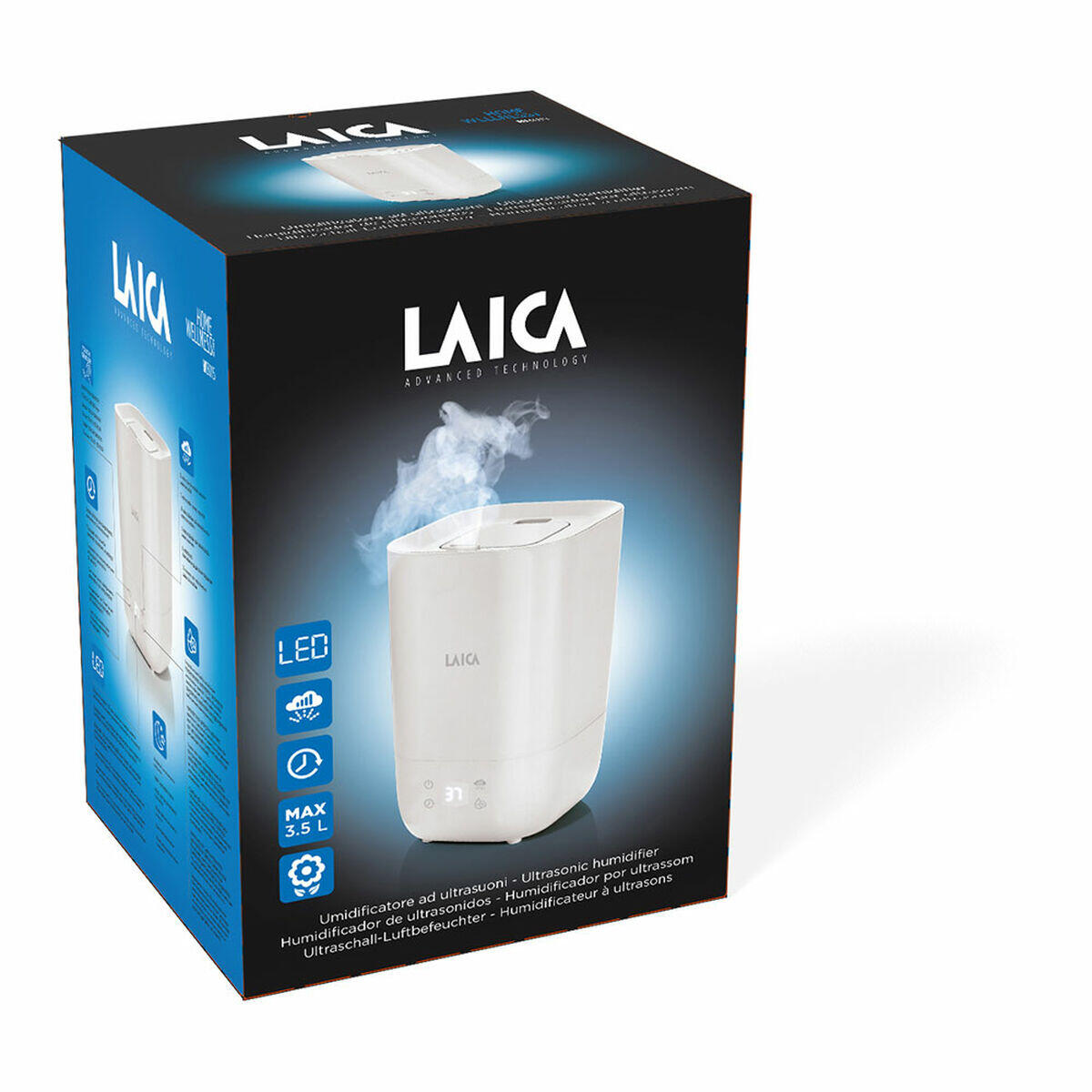 Humidificador Ultrasónico Difusor de Aromas con LED LAICA Blanco 4/4