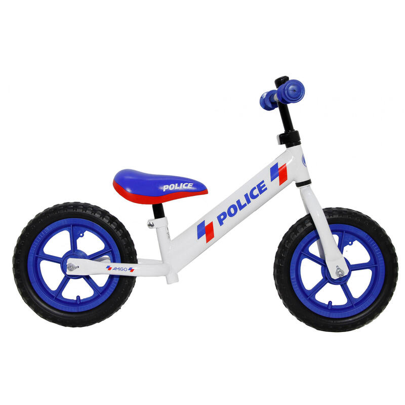 AMIGO Loopfiets met 2 wielen Police Loopfiets 12 Inch Junior Wit