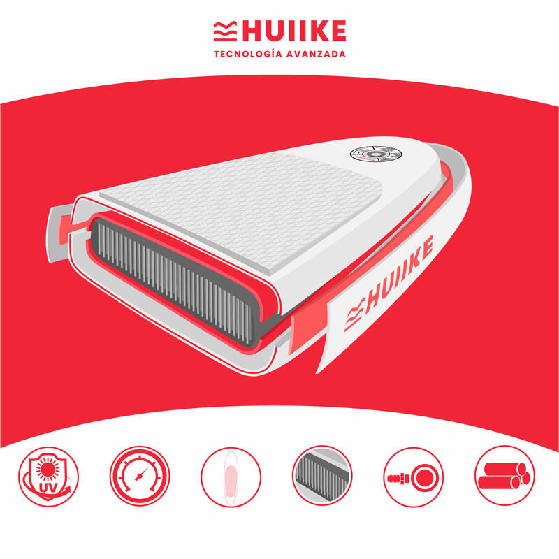 Opblaasbaar Supboard met Premium Accessoire HUIIKE, Rood, Hoge Stabiliteit 6/8