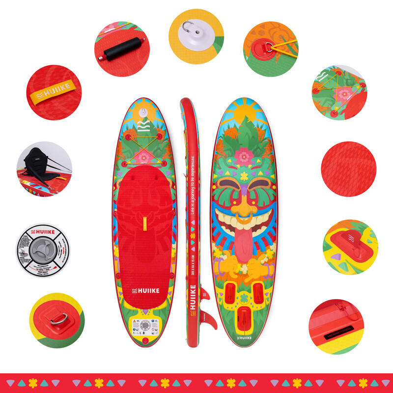 Nafukovací Paddleboard Prkno s Příslušenstvím, HUIIKE, Červená, Stabilita