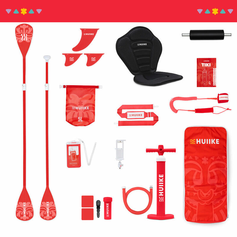 Paddle Gonflable Adulte Accessoires Premium HUIIKE, Rouge, Haute Stabilité