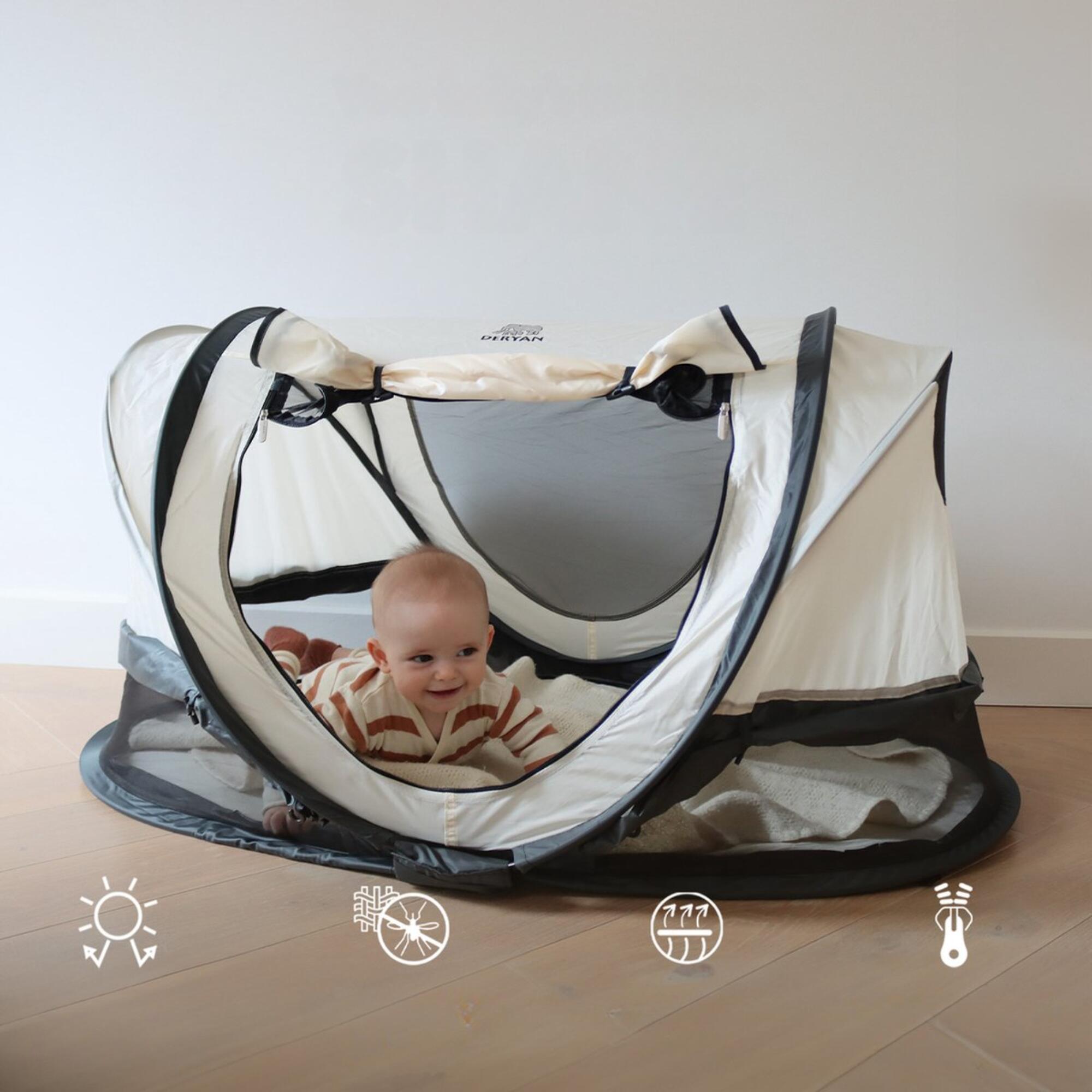 Deryan Reisebett Shane Luxe 2024 - Babyzelt - Kleinkindbett - UV 50+ - Creme 2/7