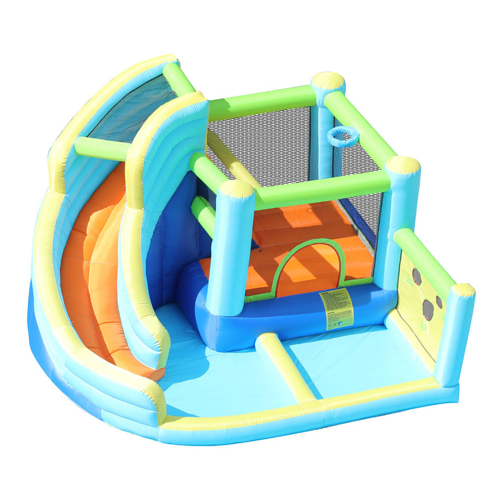 HOMEFITNESSCODE 6-in-1 Inflatable Bouncy Castle with Slide, Pool & Blower