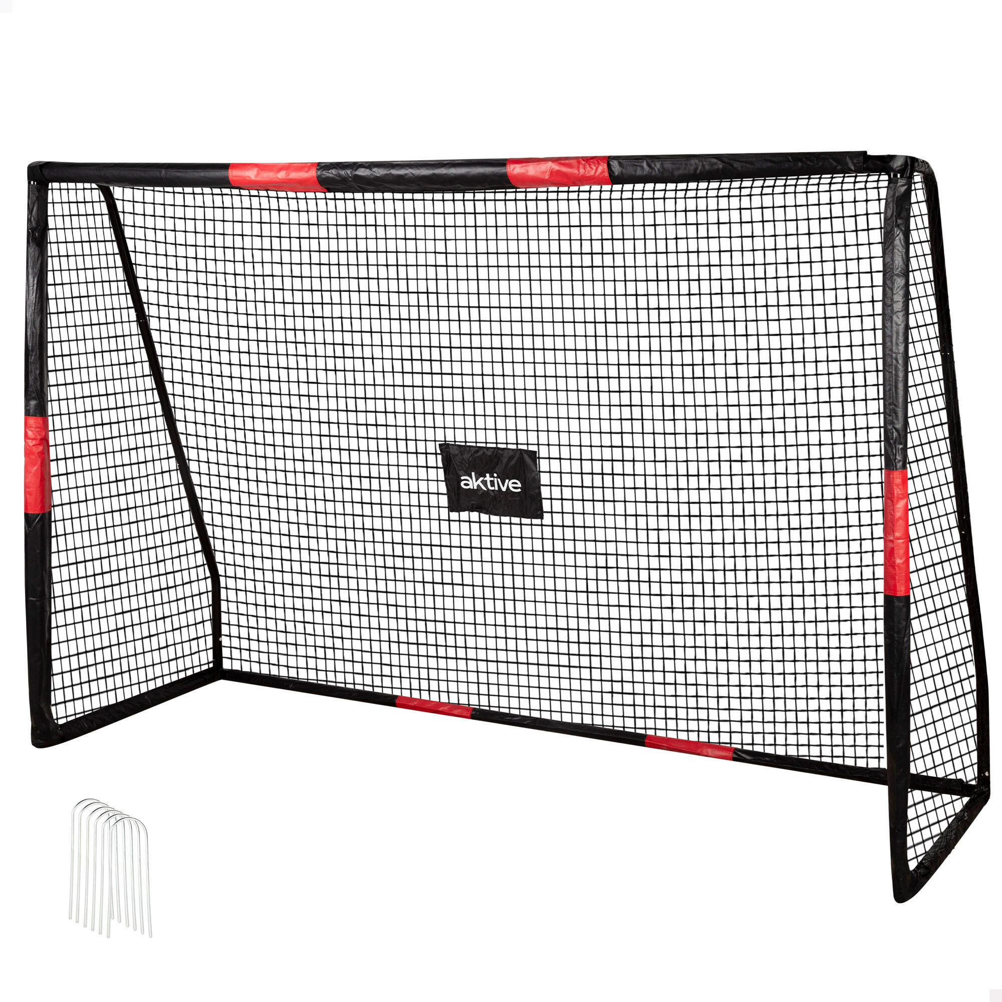 AKTIVE Aktive Baliza de futebol 240x85x160 cm estrutura com proteção, rede e pinos