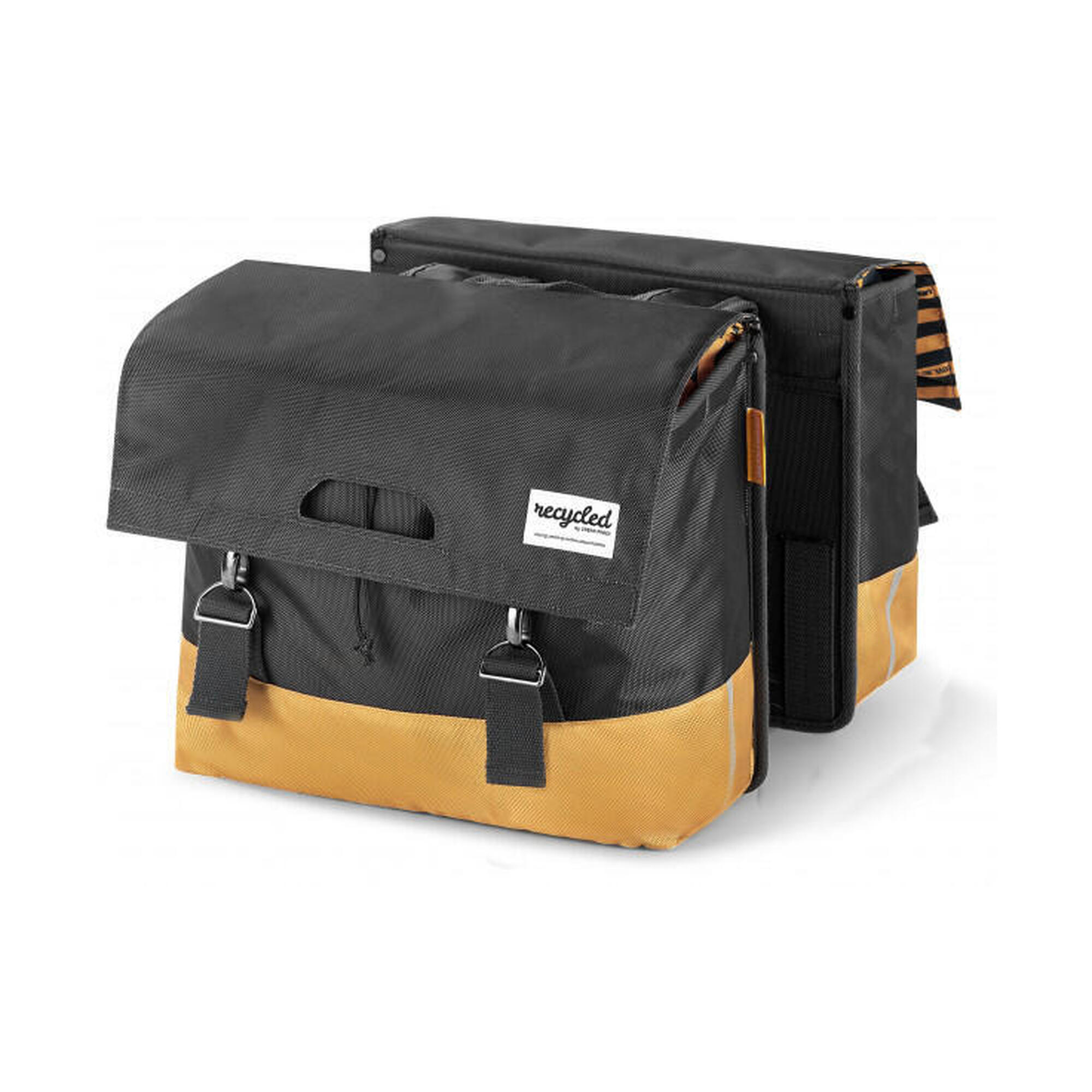 Sac à vélo double robuste 40L en gris et jaune