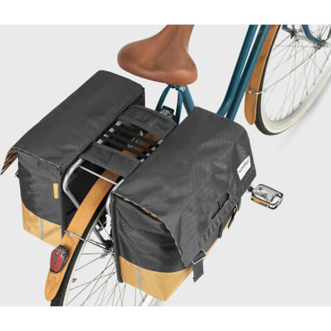 Sac à vélo double robuste 40L en gris et jaune
