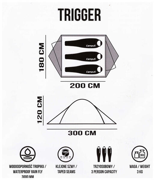 Namiot kempingowy Campus Trigger, 3 osobowy 2/5