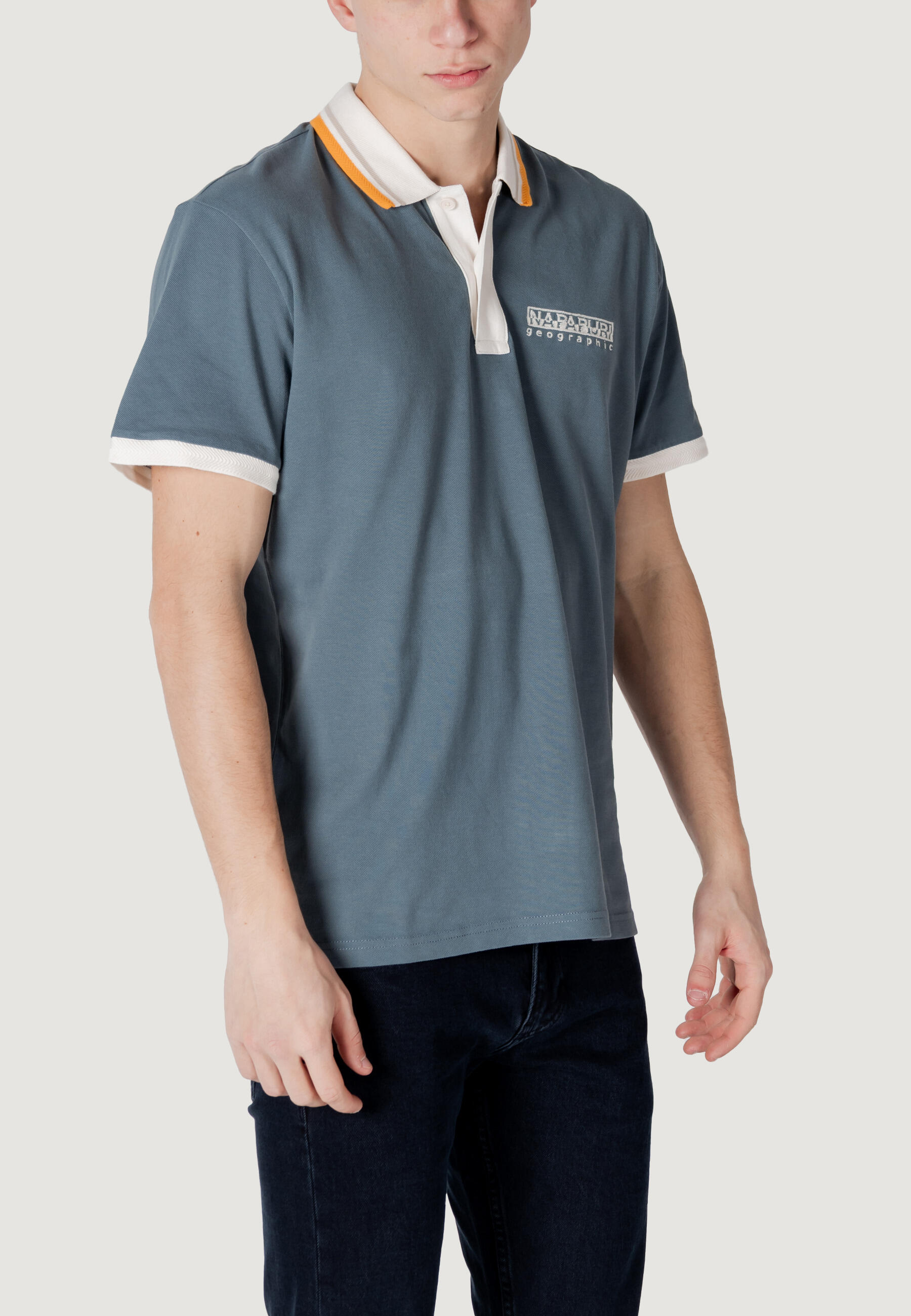 polo manches courtes E-MURLO SS HOMME gris clair 3/4