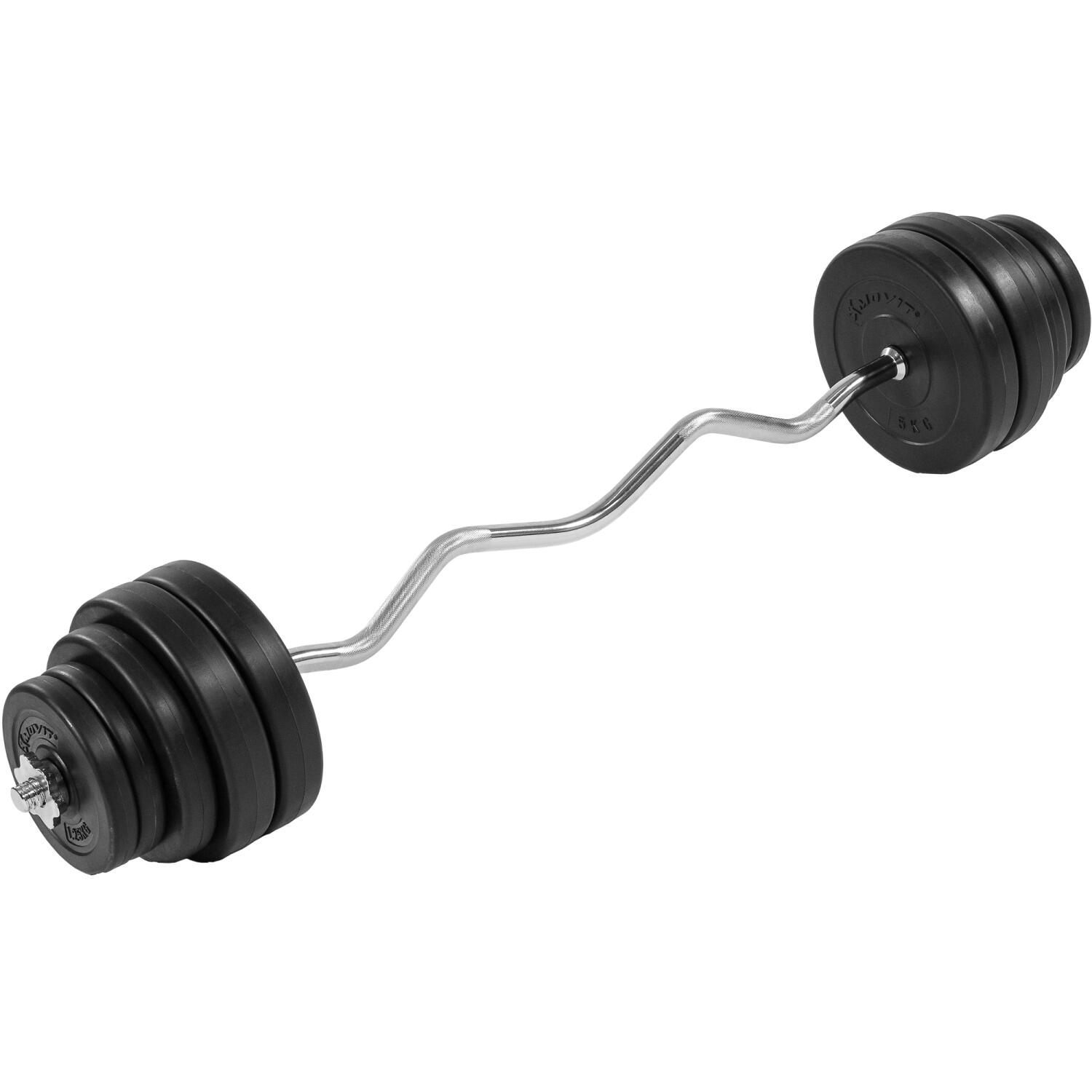 MOVIT Hantelset 35kg, SZ Curlset mit Sternverschlüssen + Gewichtsscheiben