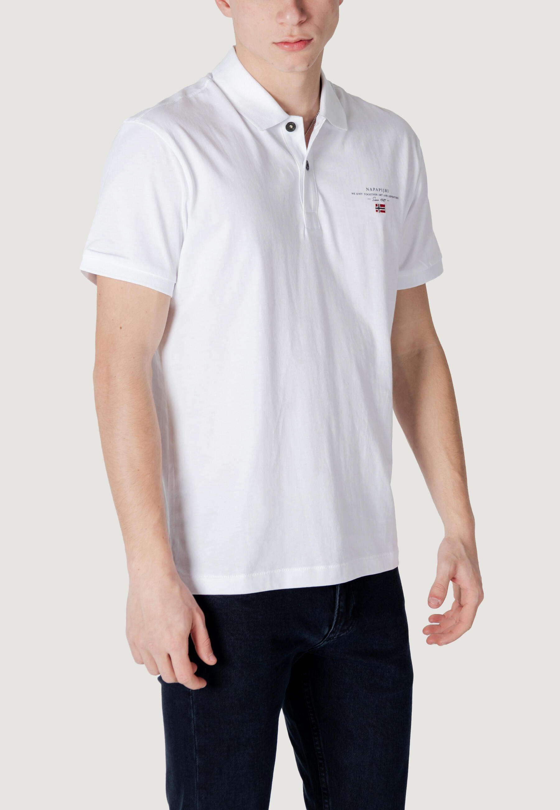 polo manches courtes ELBAS JERSEY HOMME blanc 3/4
