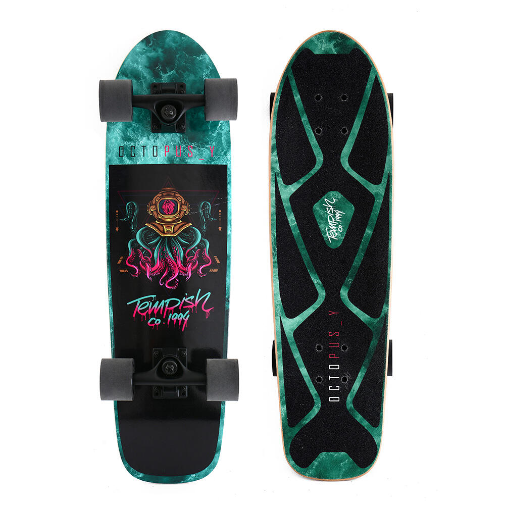 Tempish - Octopuss Cruiser Board - Enfants - 28,5 Pouces - 72cm - Longboard Skate - Noir|vert - Decathlon