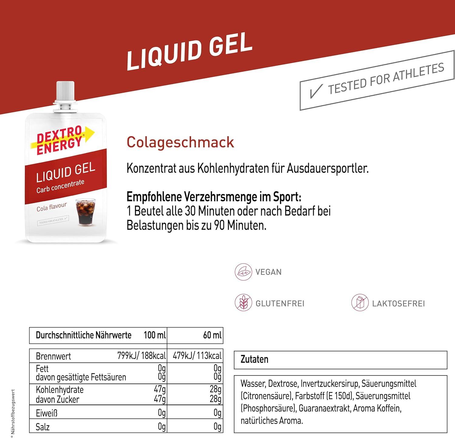 Liquid Gel Cola + Koffein, 18x60ml, High Carb Energy Gel 6/6