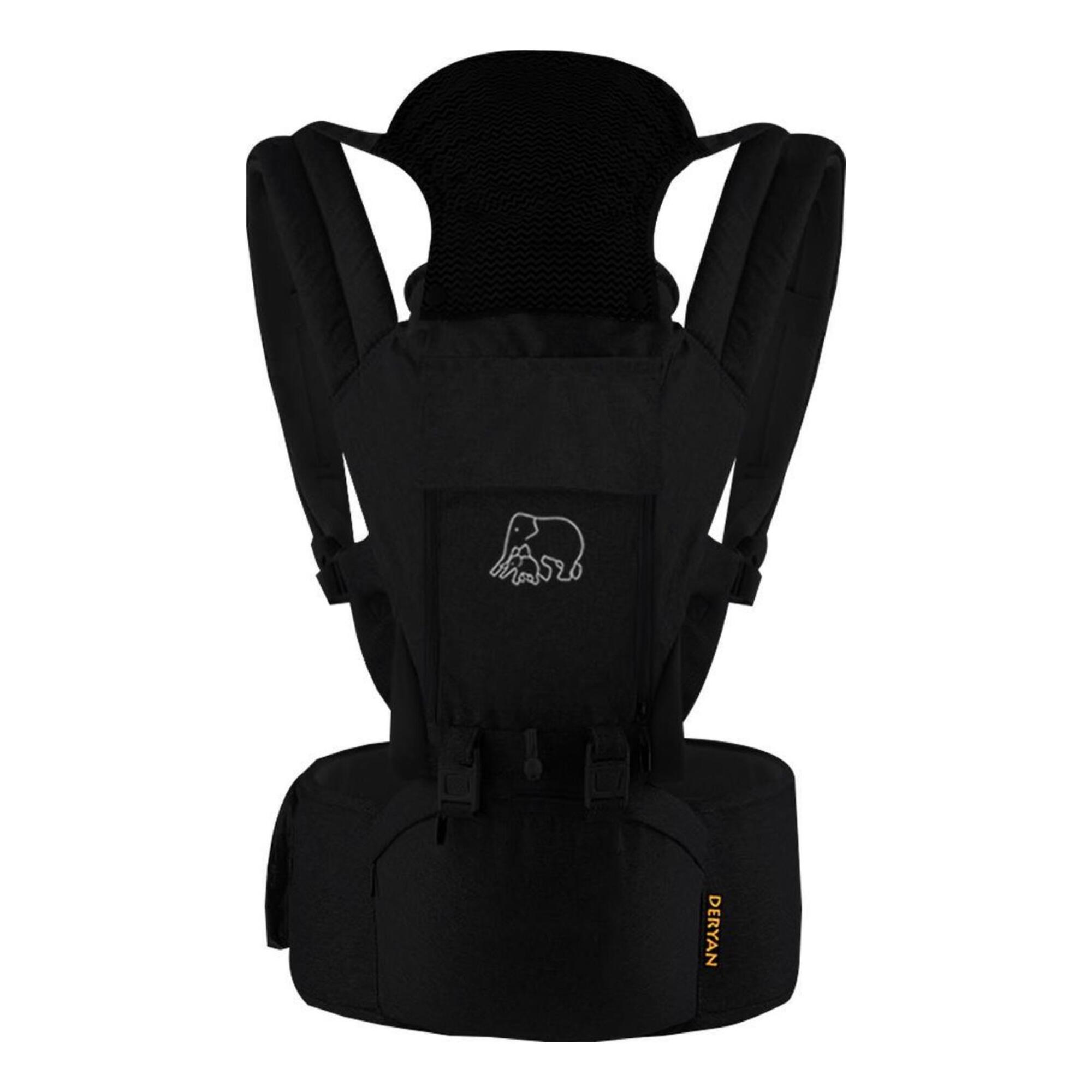 DERYAN Pack Luxury Ergonomic Baby Carrier - Komfortable Babytrage - Schwarz
