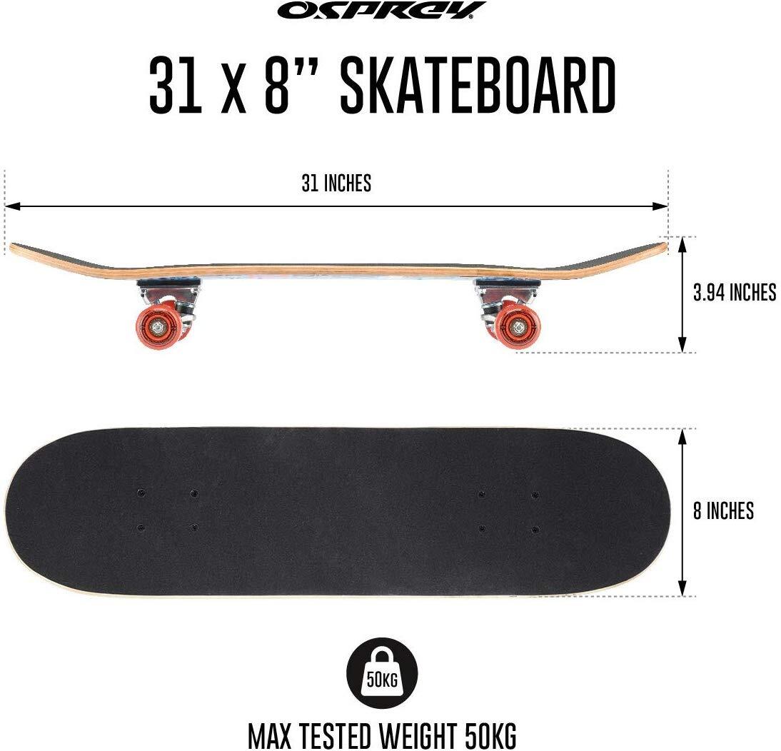 Osprey VW Complete Skateboard Für Anfänger – Ahorn-Deck, Double Kick, Komplett