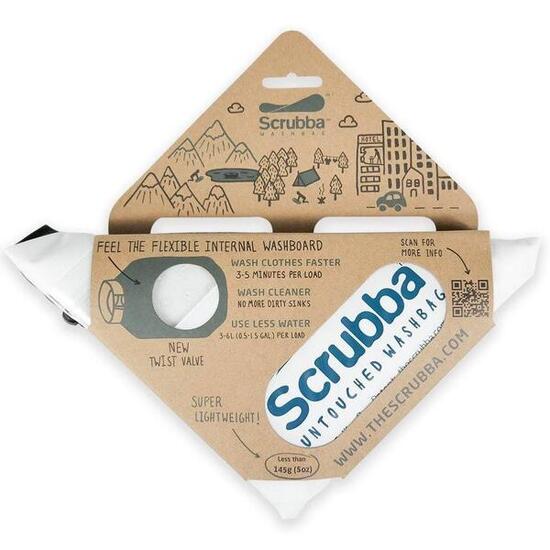 SCRUBBA Taschengroßer Waschmaschinenbeutel für Camping/Biwak - Weiß