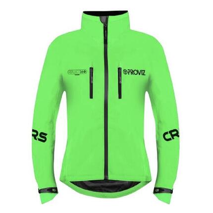 CRS Fluoreszierende/Reflektierende wasserdichte Jacke – Damen – Größe M – Grün