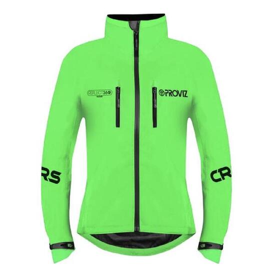 CRS Fluoreszierende/Reflektierende wasserdichte Jacke – Damen – Größe M – Grün