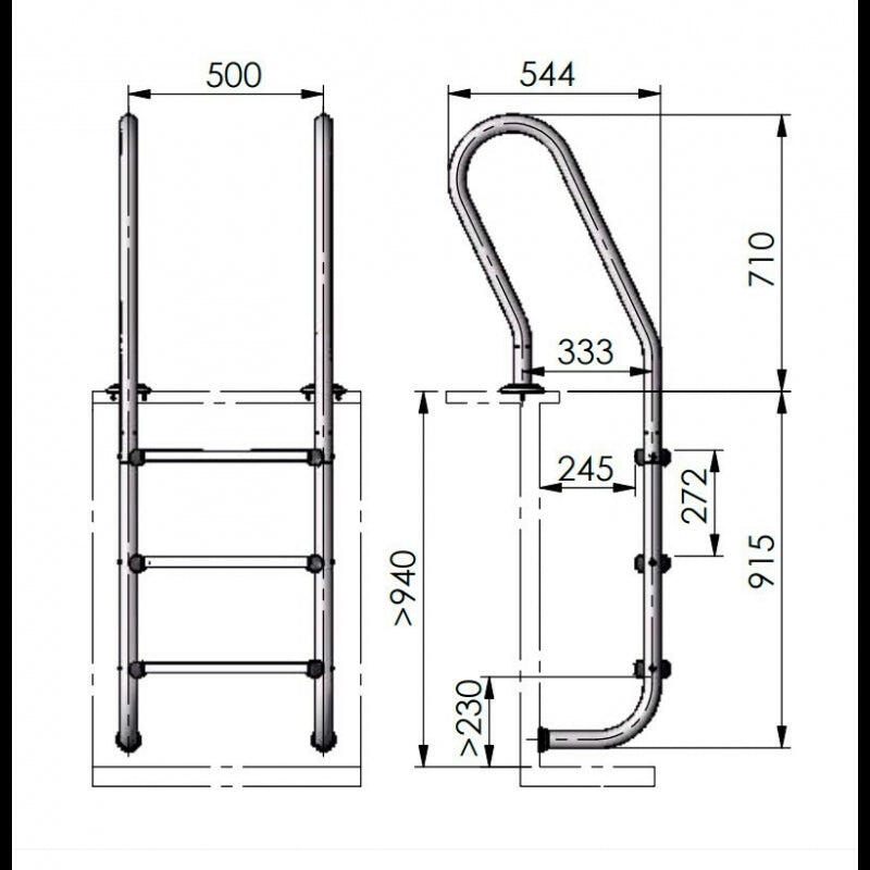 Escalera unix AISI 304 para piscina madera 2/2