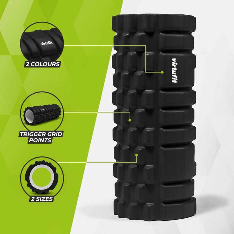 Foam Roller - Grid Foam Roller massage roller - 33 cm - Zwart