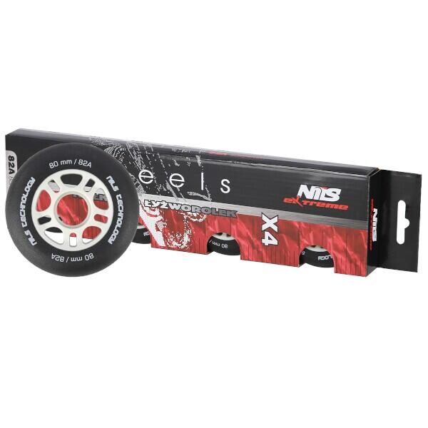 Matná kolečka NILS Extreme PU 80x24 82A s ložisky ABEC 9, 4 ks