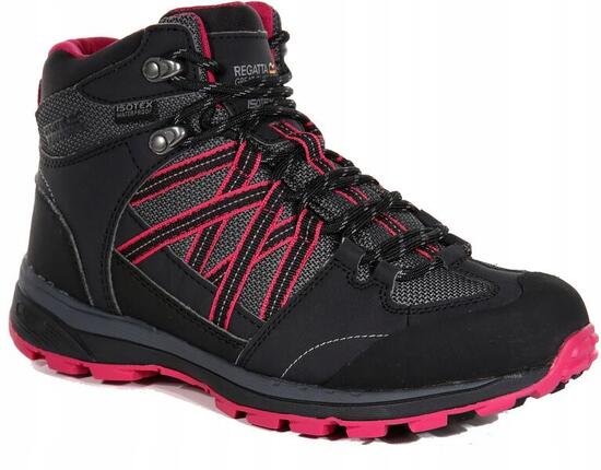 Scarpe da trekking da donna Regatta Samaris II Mid impermeabili nere rosse