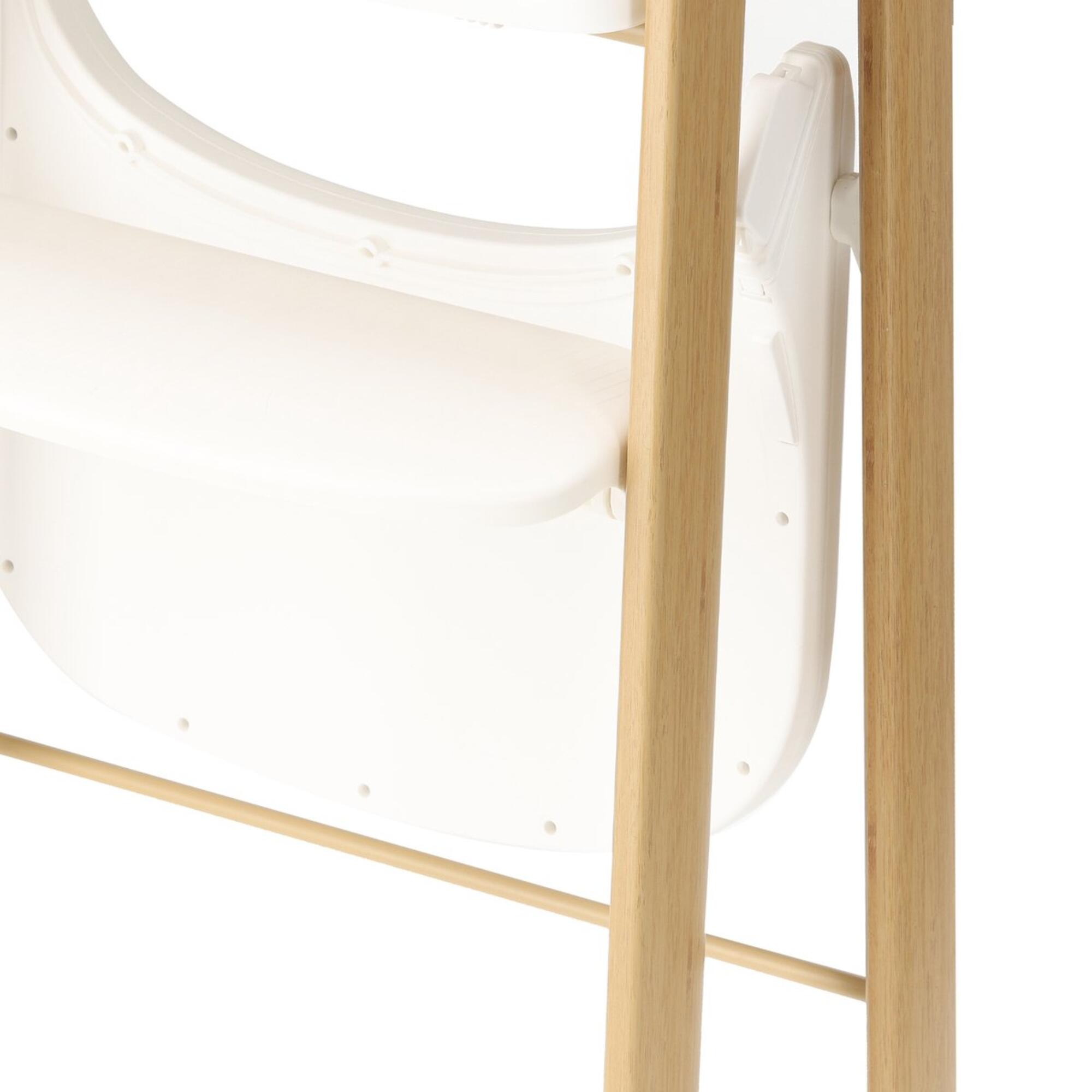 Seggiolone Deryan Luxe - Pieghevole - Regolabile - Bianco/Legno 6/7
