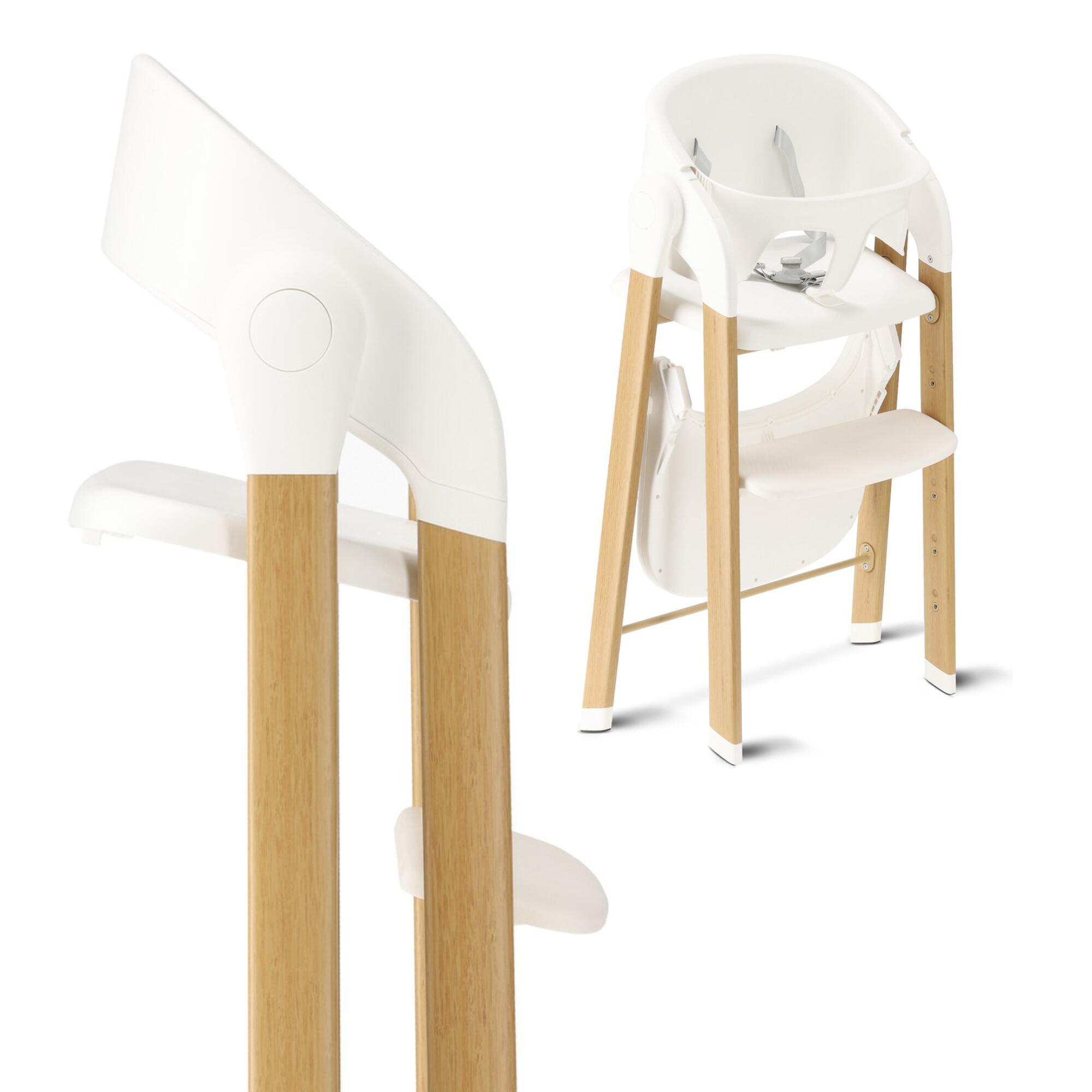 Seggiolone Deryan Luxe - Pieghevole - Regolabile - Bianco/Legno 4/7