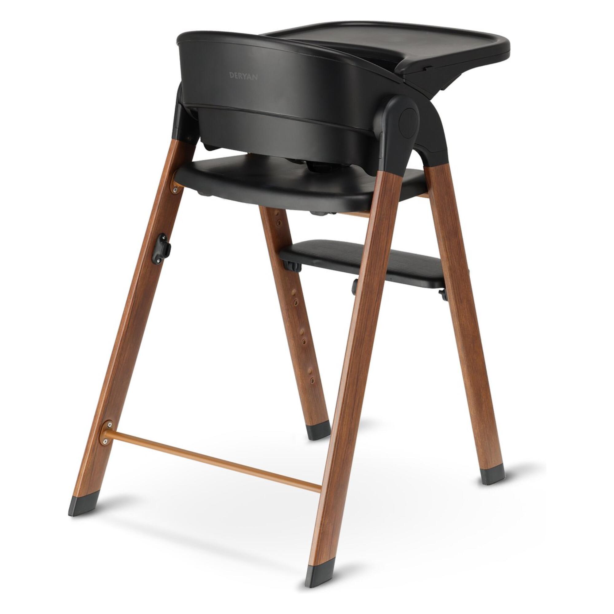Seggiolone Deryan Luxe - Pieghevole - Cresce con Bambino - Nero/Legno 3/7