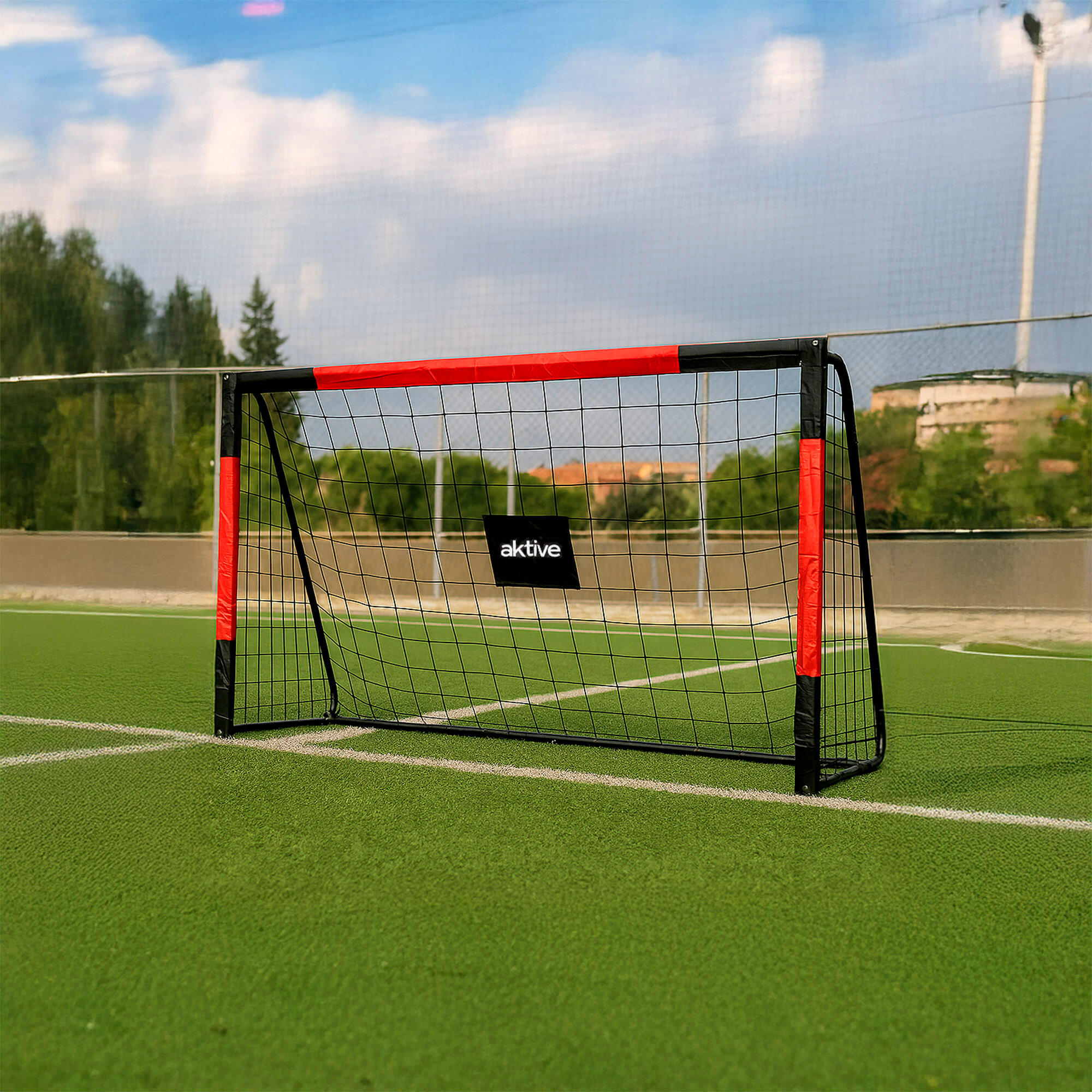 Aktive Porta da calcio in acciaio 180x60x120 cm con rete ad alta resistenza 2/7