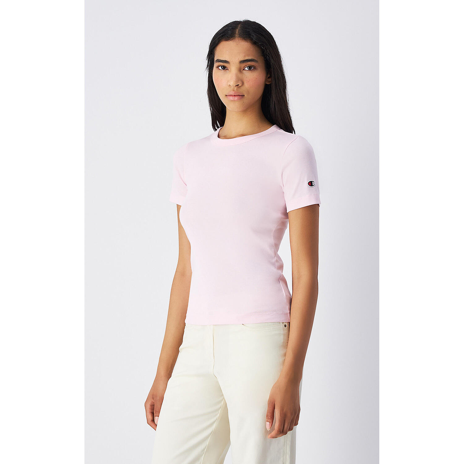 Champion TEE Soft Cotton Rib Donna Cotone Rosa, L 2/3