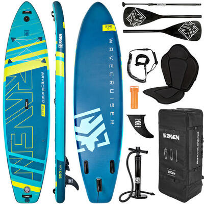 SUP-Brett WaveCruiser Blau/Limette mit GoPro-Halterung