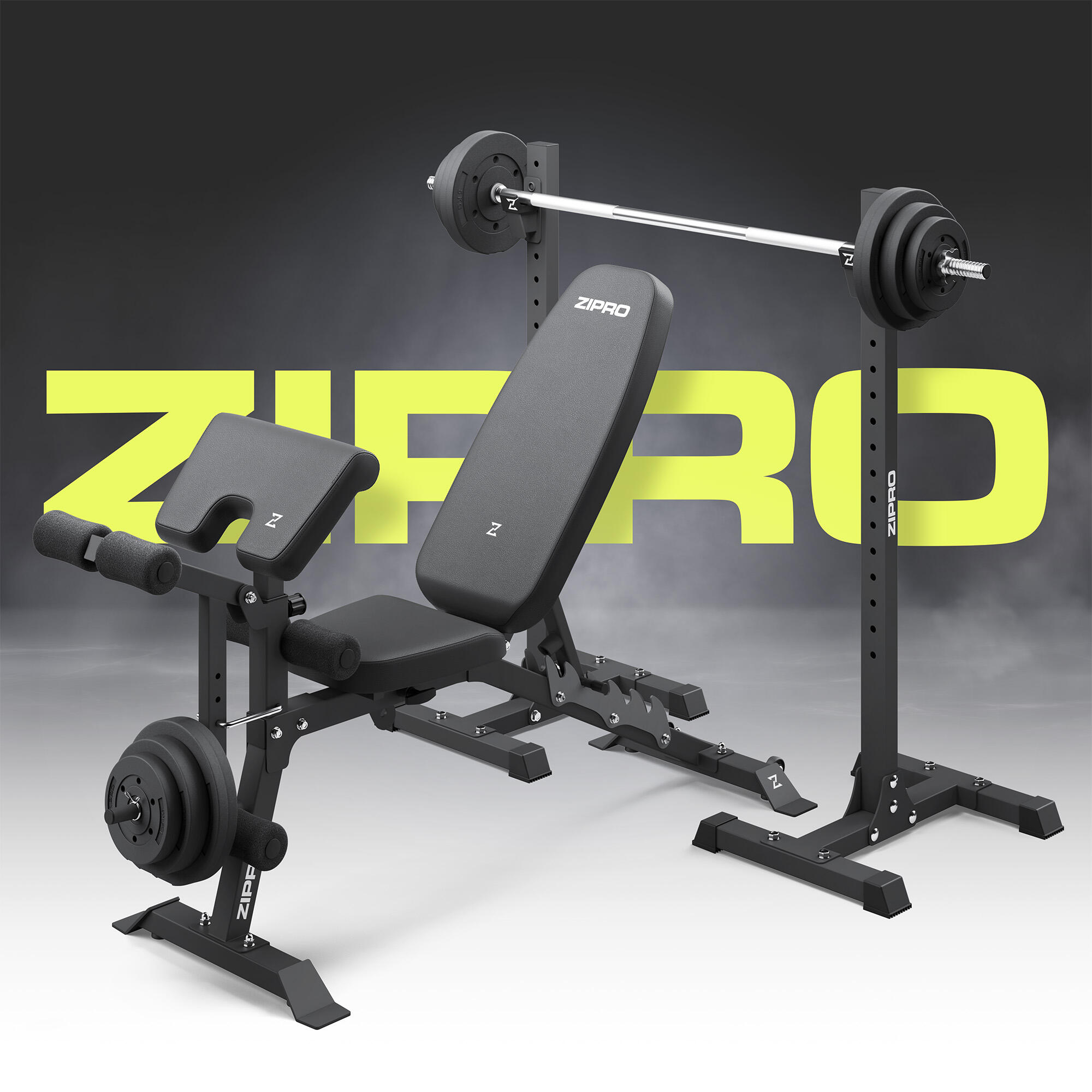 Banc de musculation Zipro Superset inclinable déclinable avec support de barre 3/8