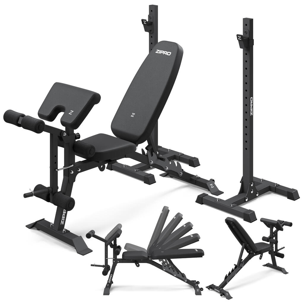 Weight Bench Zipro Superset Barbell Stands, Preacher Pad & Leg Developer