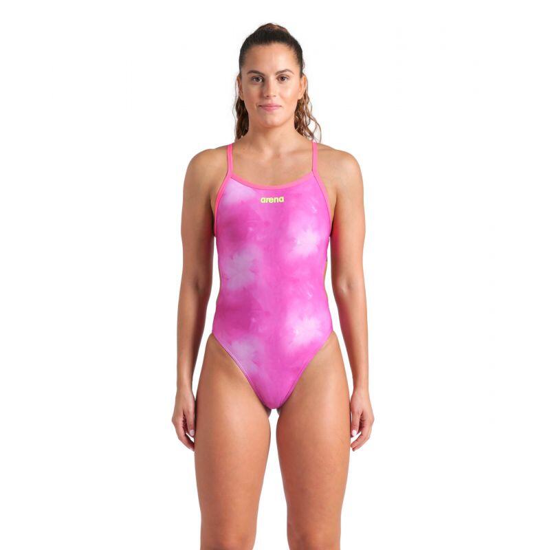 Strój do pływania Arena Tie Dye Shocking Pink Multi Challenge Back