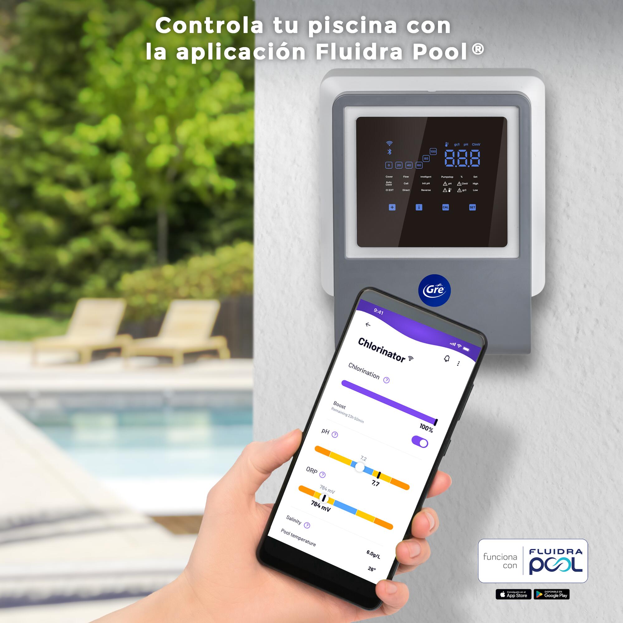 Gre - Clorador salino con control pH para piscinas 7 g/h - hasta 40 m3 2/6