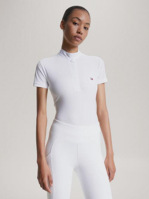 Tommy Hilfiger Equestrian Chelsea Cooling Short Sleeve Logo Show Shirt Wit - 2/7