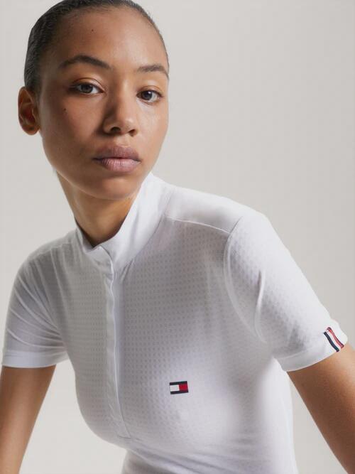 Tommy Hilfiger Equestrian Chelsea Cooling Short Sleeve Logo Show Shirt Wit - 5/7