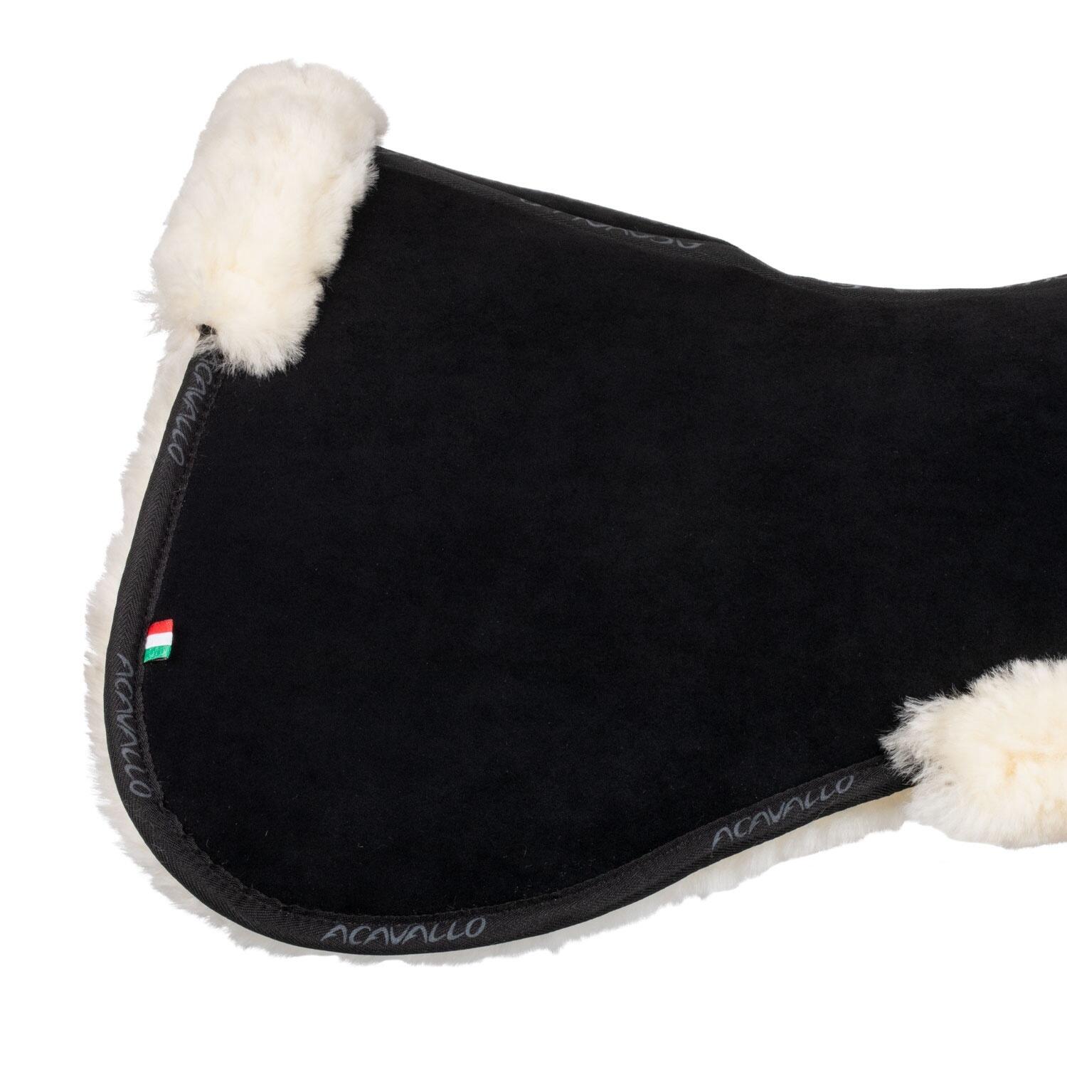 Acavallo Pocket & Memory Foam Half Pad W/risers Sheepskin Naturel Black 4/4