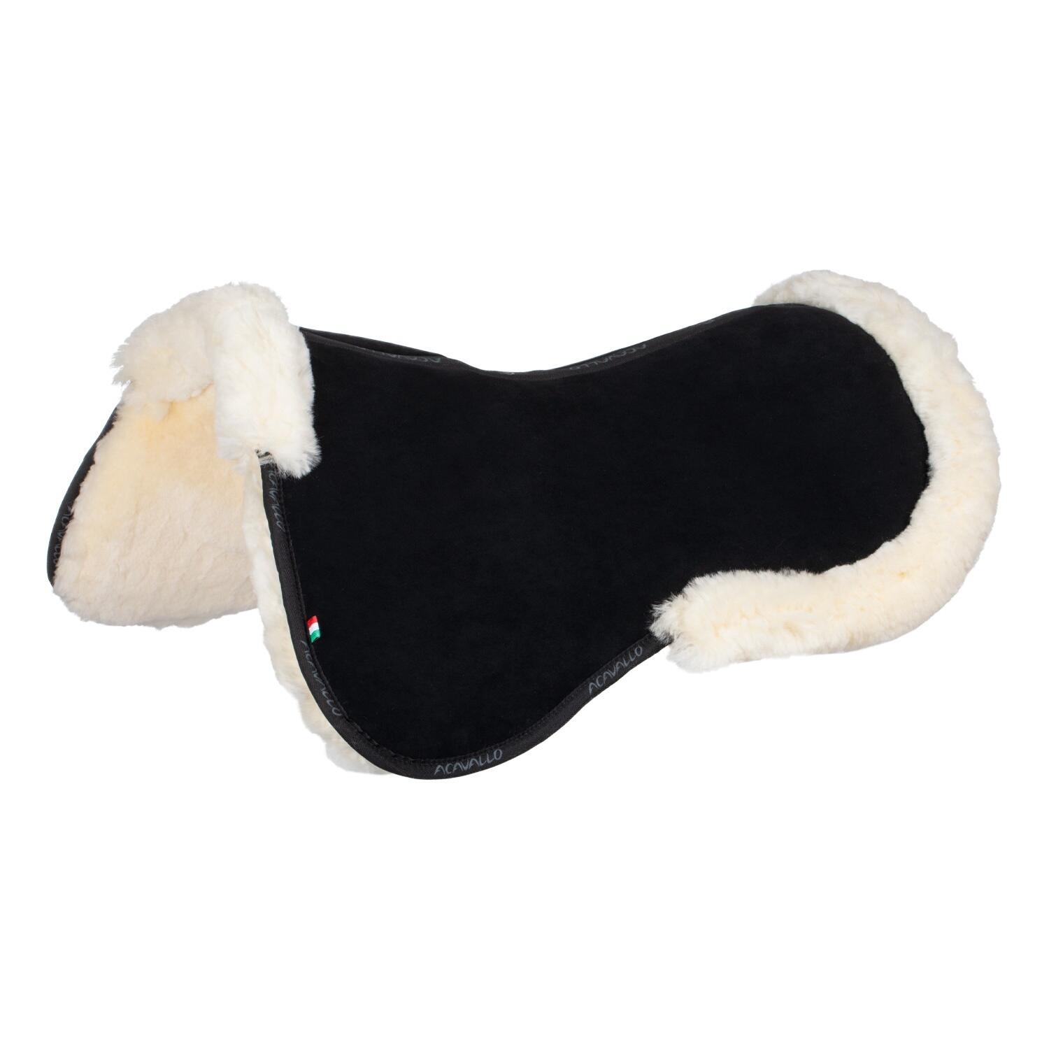 Acavallo Pocket & Memory Foam Half Pad W/risers Sheepskin Naturel Black 2/4