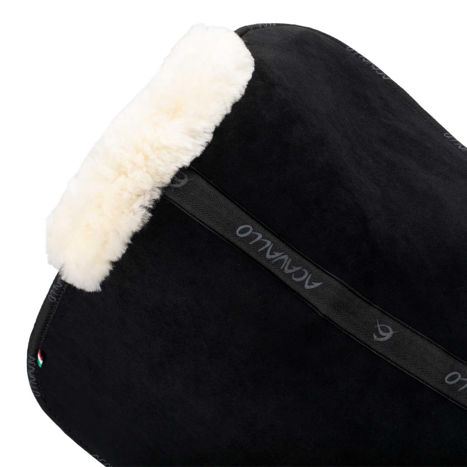 Acavallo Pocket & Memory Foam Half Pad W/risers Sheepskin Naturel Black 3/4
